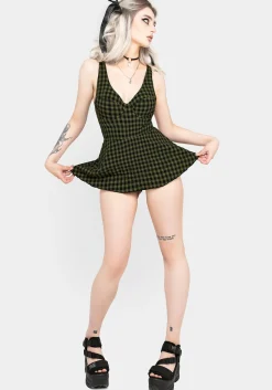 Terra Gingham Peplum Skirted Swimsuit