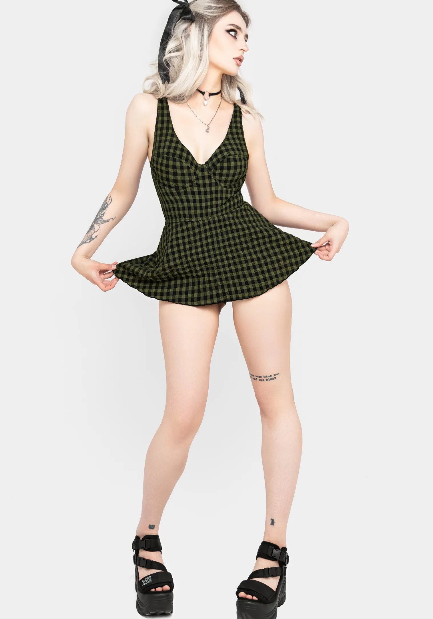Terra Gingham Peplum Skirted Swimsuit