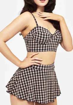 Terra Gingham Swim Skirt - Pink