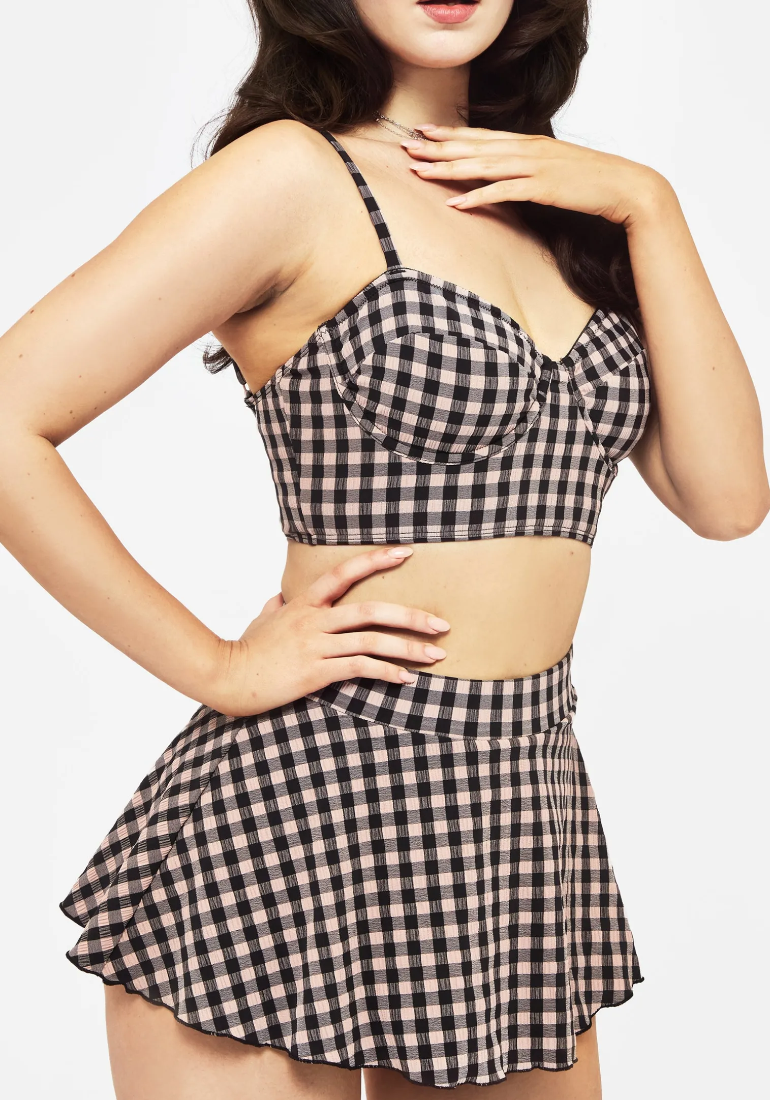 Terra Gingham Swim Skirt - Pink