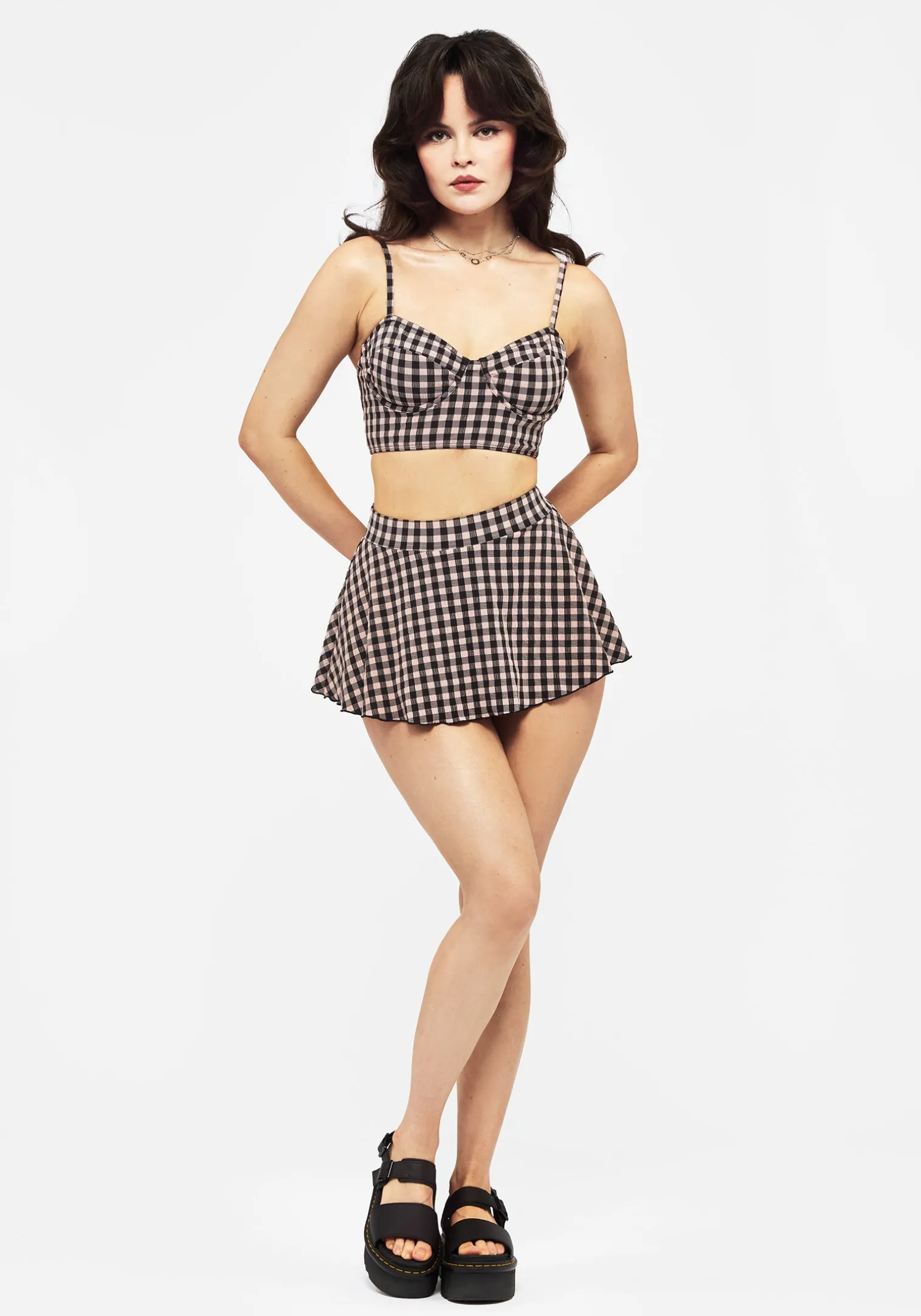 Terra Gingham Swim Skirt - Pink