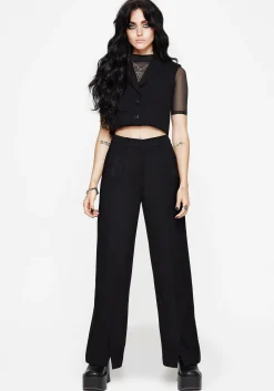 Thora Embroidered Front Split Tailored Trouser