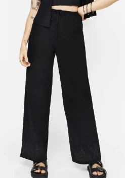 Thorell Embroidered Cotton Wide Leg Trousers