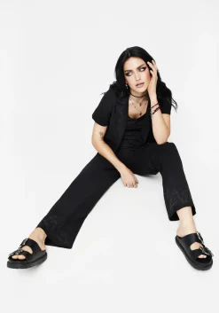 Thorell Embroidered Cotton Wide Leg Trousers