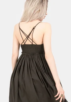 Thyme Cotton Plunge Neck Cami Midi Dress
