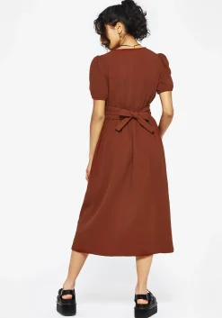 Tiana Cotton Applique Trim Midi Dress