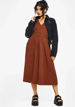 Tiana Cotton Applique Trim Midi Dress
