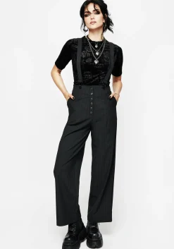 Tilda High Waist Wide Leg Pinstripe Suspender Trousers