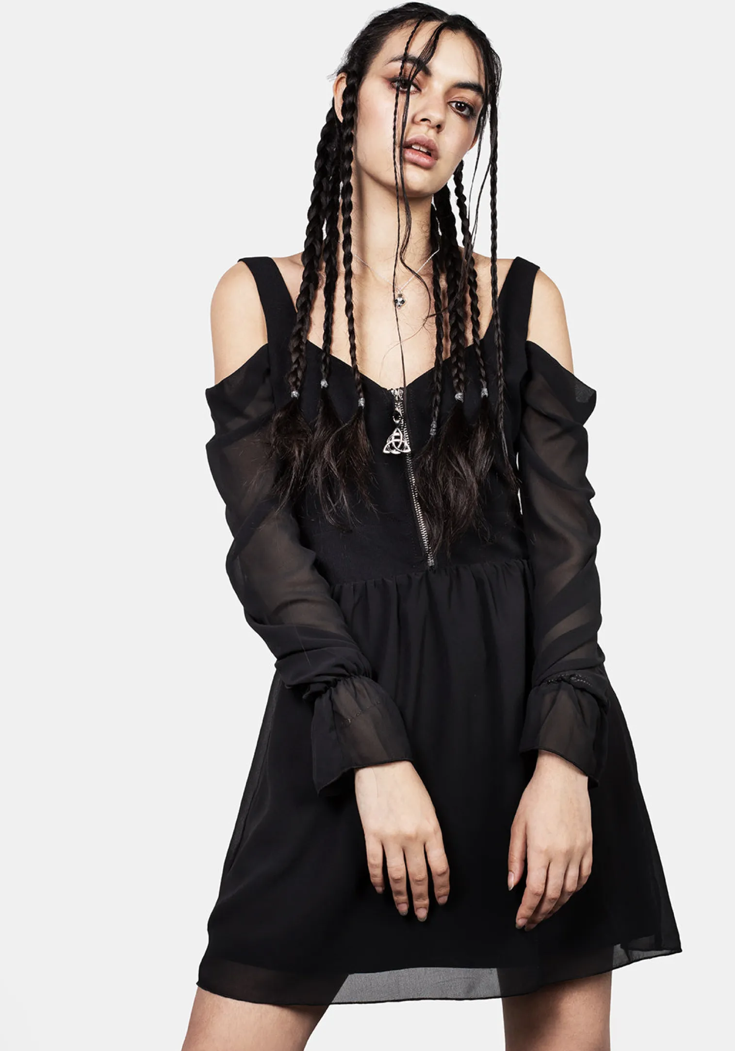 Triquetra Zip Chiffon Mini Dress