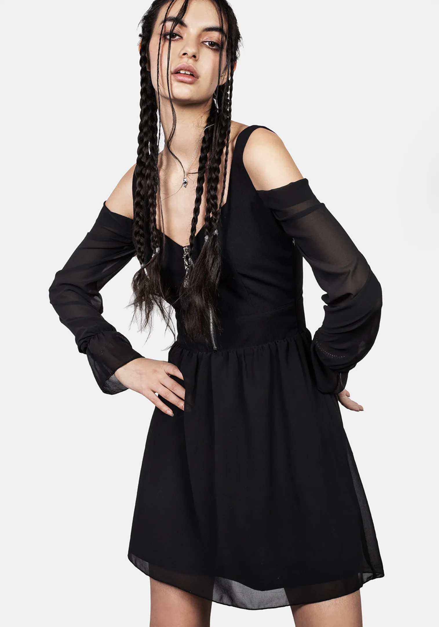Triquetra Zip Chiffon Mini Dress