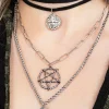 Triune 3 Layered Necklace Pentagram and Crystal