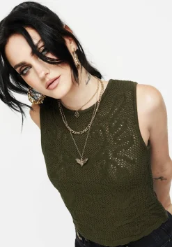 Tulip Jacquard Knit Crop Top