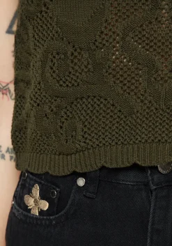 Tulip Jacquard Knit Crop Top