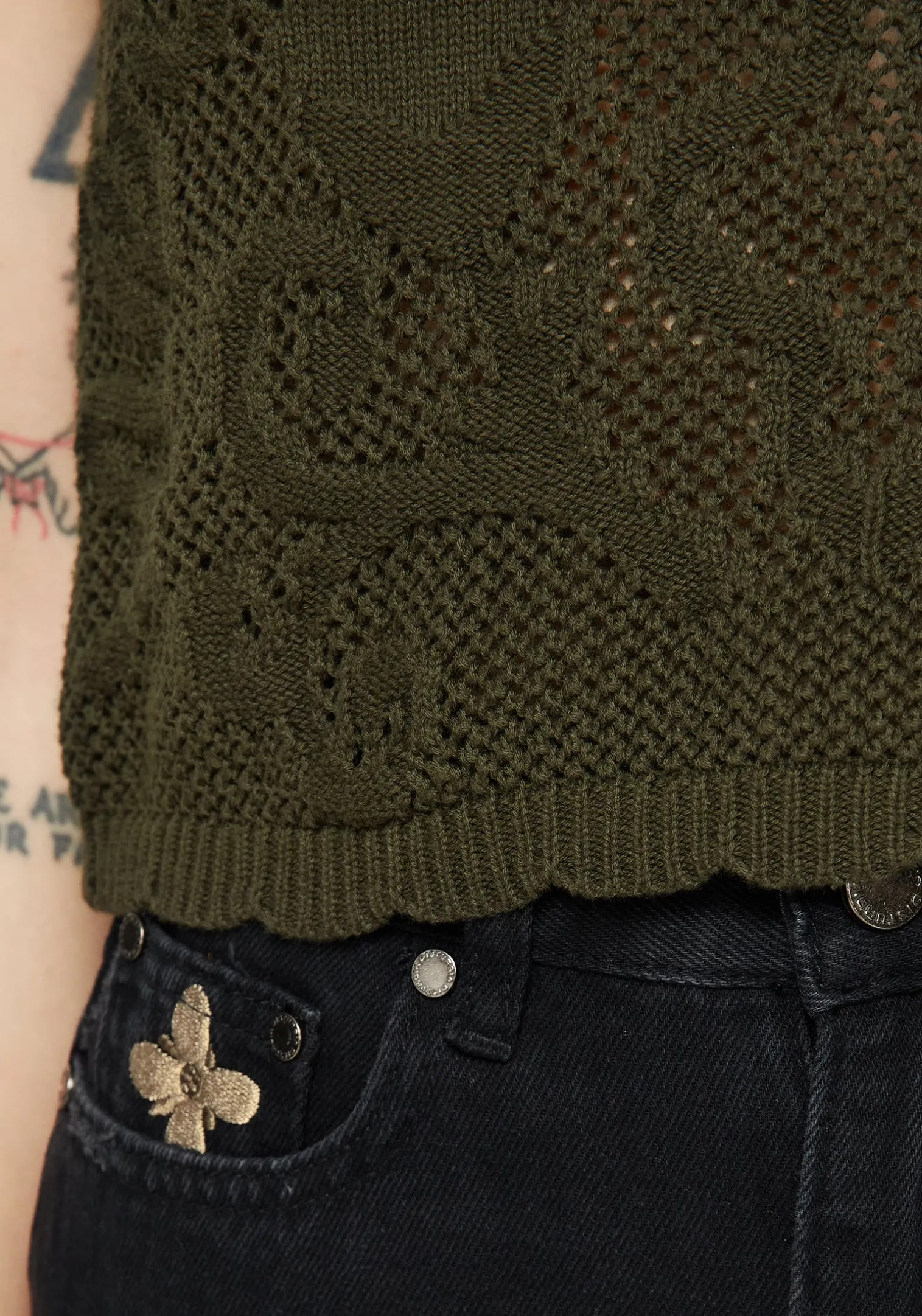Tulip Jacquard Knit Crop Top