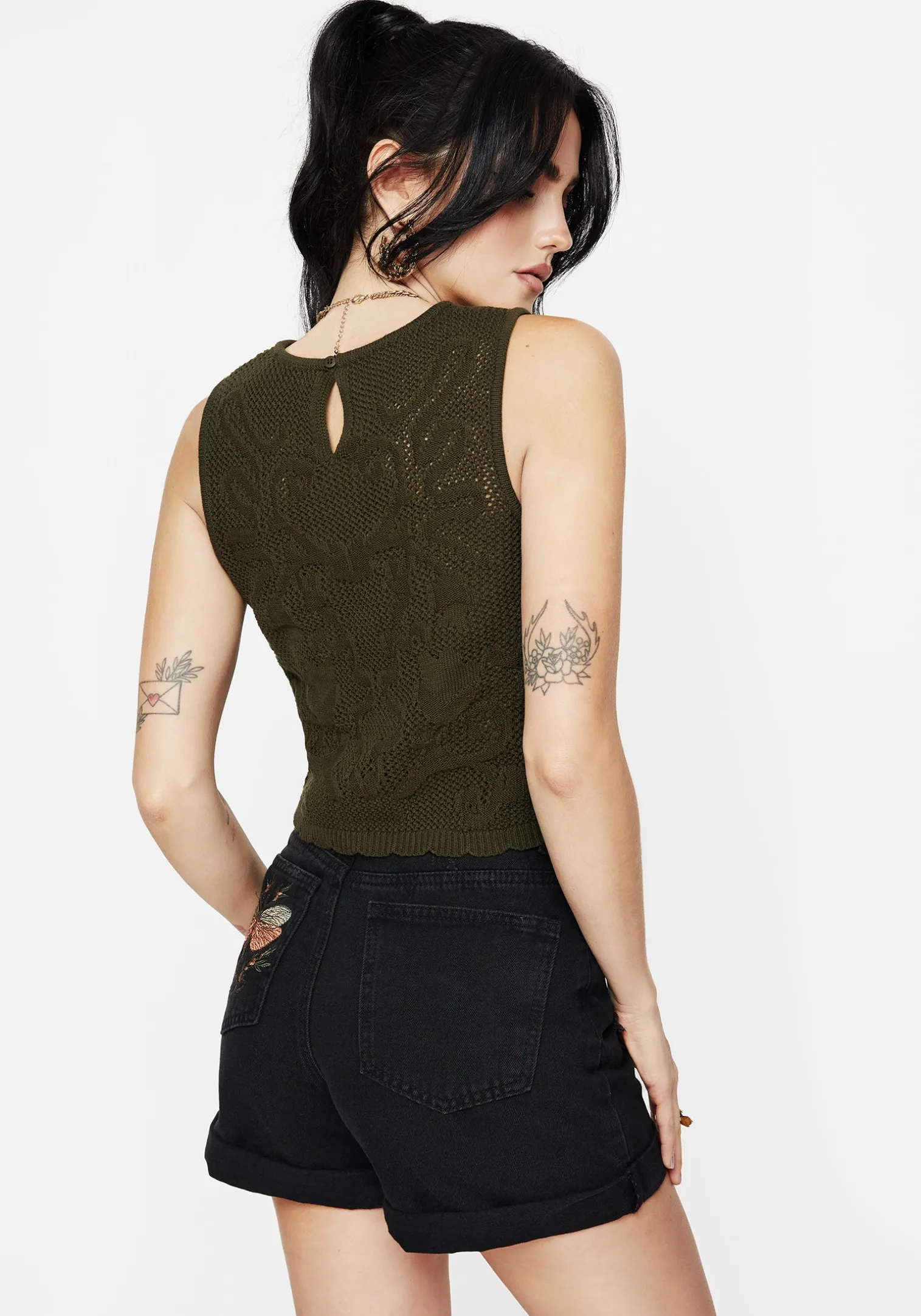 Tulip Jacquard Knit Crop Top