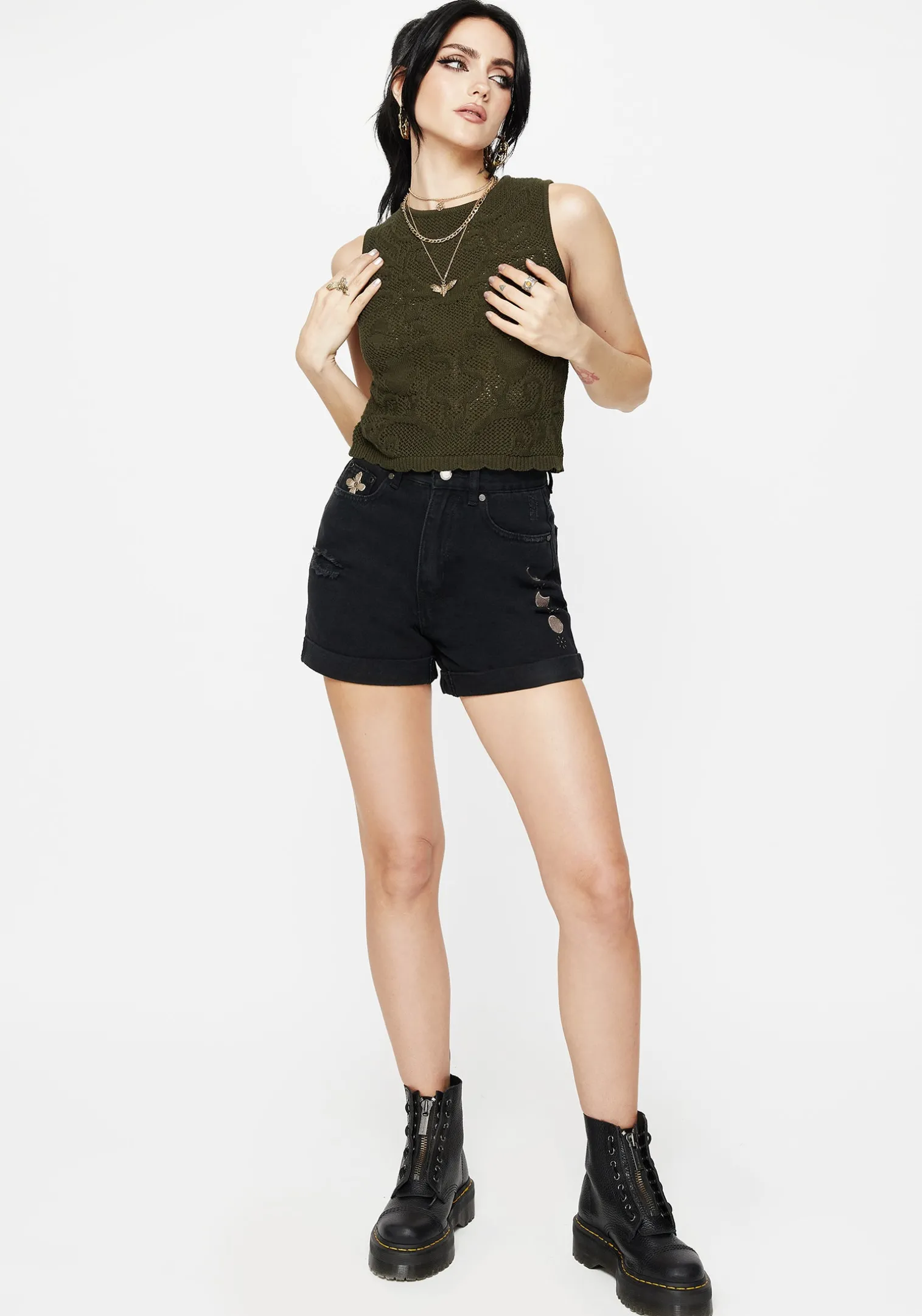 Tulip Jacquard Knit Crop Top