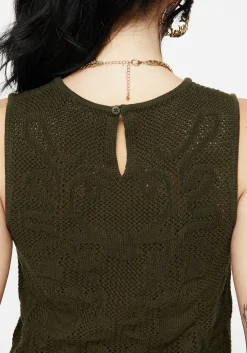 Tulip Jacquard Knit Crop Top