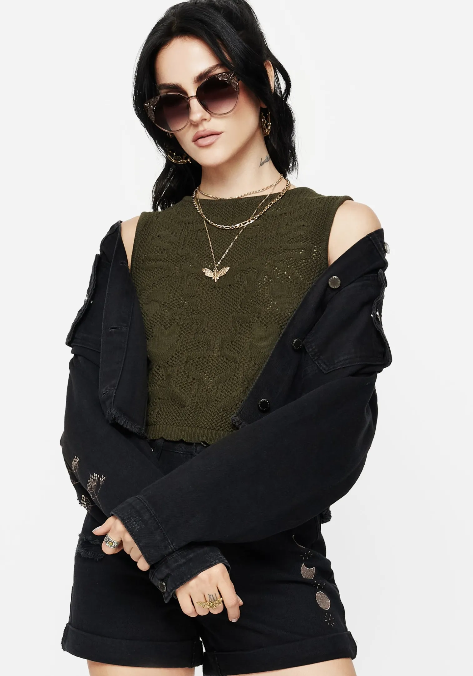 Tulip Jacquard Knit Crop Top