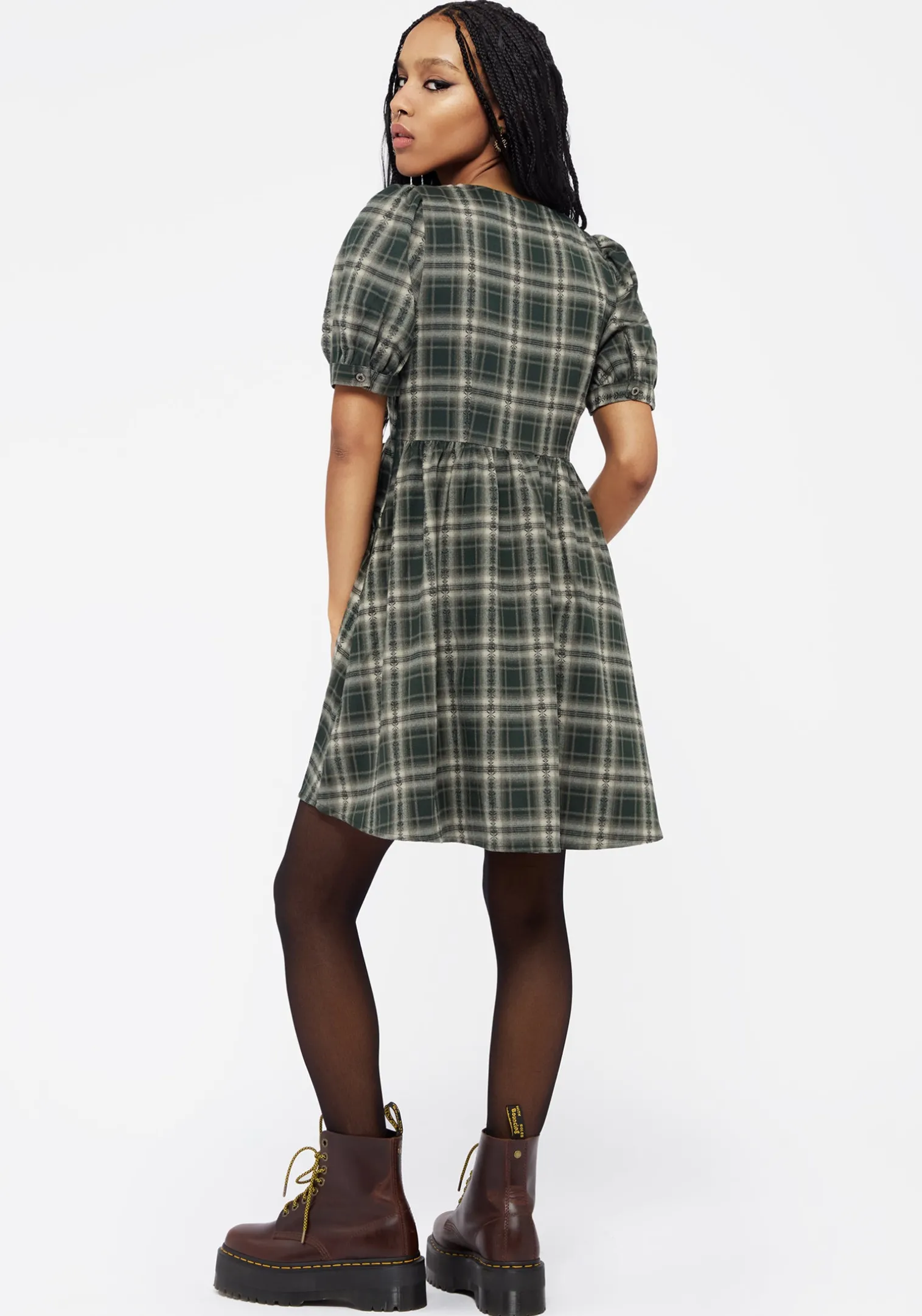 Tulisa Check Button Up Mini Dress