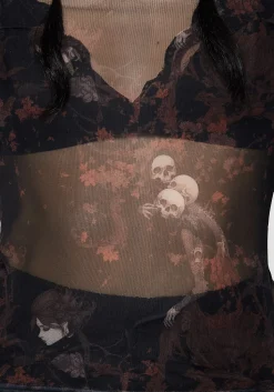 Underworld Printed Mesh High Neck Top