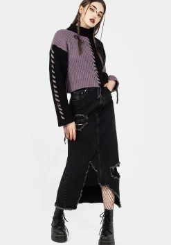 Ursula Distressed Denim Midaxi Skirt