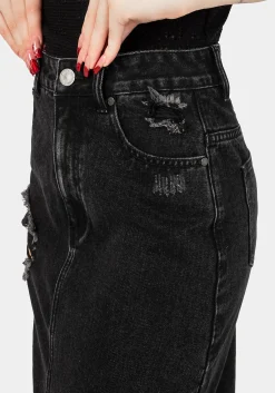 Ursula Distressed Denim Midaxi Skirt