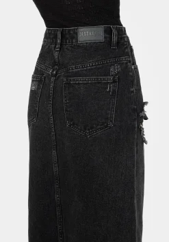 Ursula Distressed Denim Midaxi Skirt
