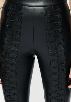 Vagabond Lace Up PU Leggings