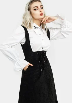 Valar Lace Up Midi Pinafore Dress