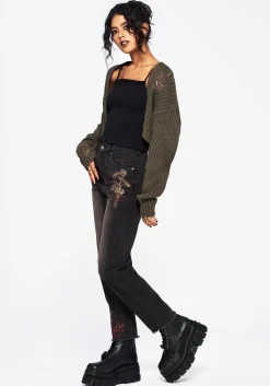 Valeria Floral Moth Embroidered Mom Jeans