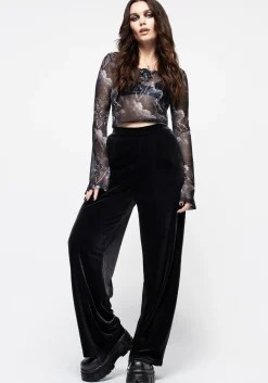 Valeria Velour Wide Leg Trousers