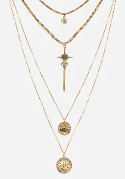 Valkyrie Layered Rune Choker Necklace - Gold