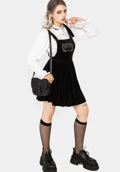 Vampyrum Bat Embroidered Mini Pinafore Dress
