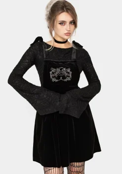 Vampyrum Bat Embroidered Mini Pinafore Dress