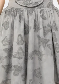 Vanessa Butterfly Print Organza Front Split Tiered Maxi Skirt