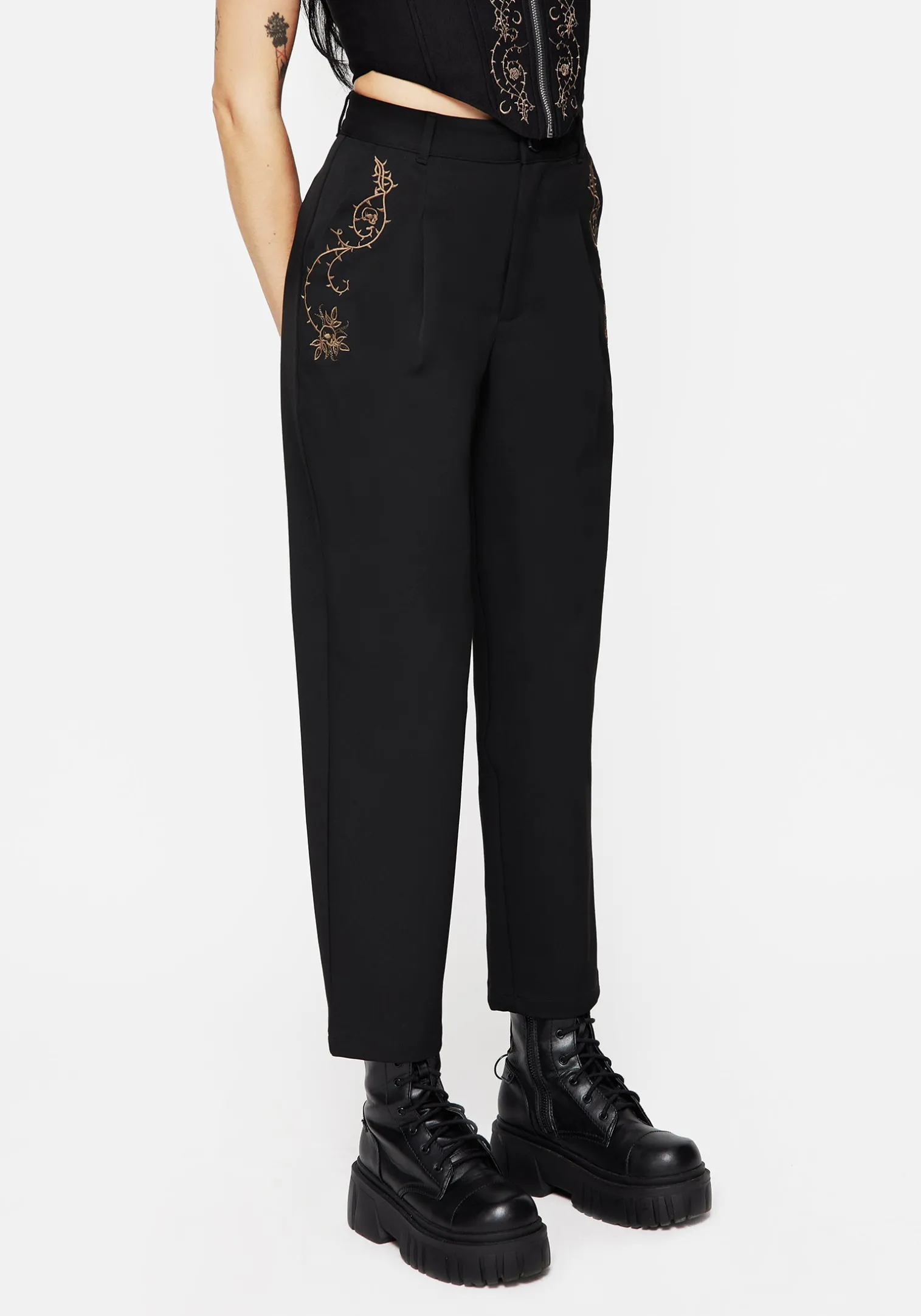 Vanitas Thorn Embroidered Tapered Trousers
