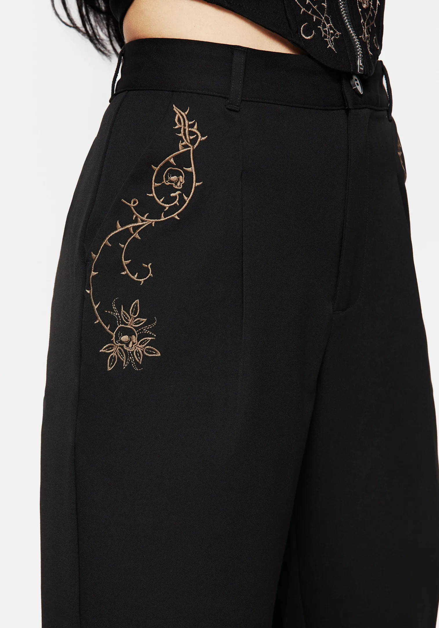Vanitas Thorn Embroidered Tapered Trousers
