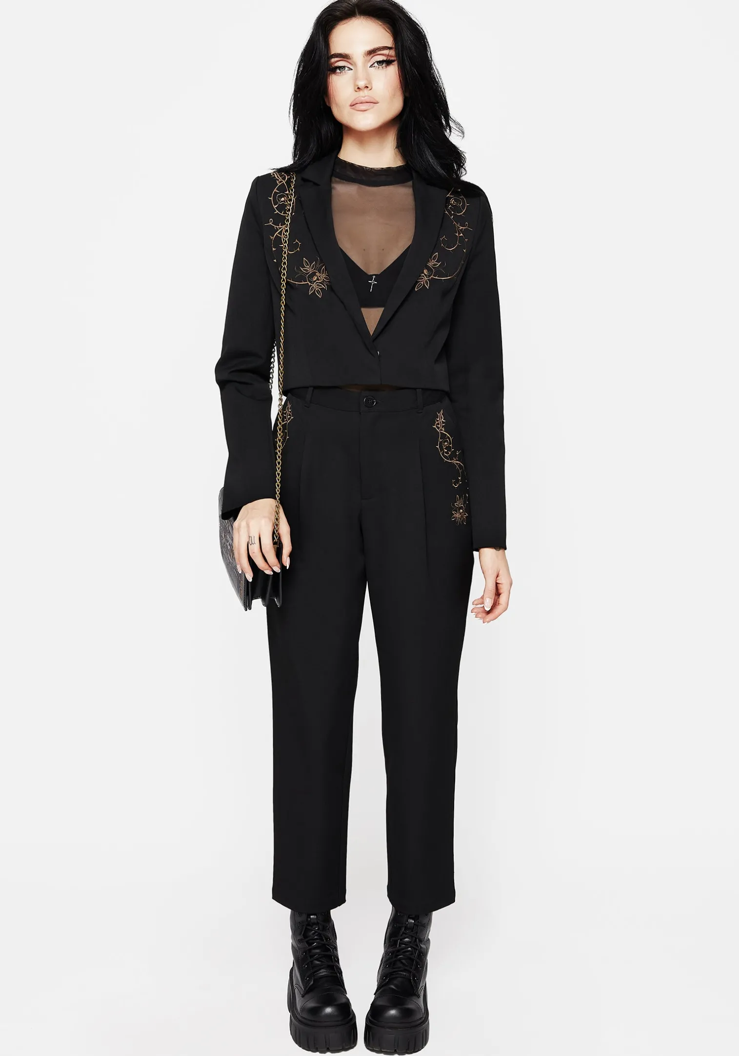 Vanitas Thorn Embroidered Tapered Trousers