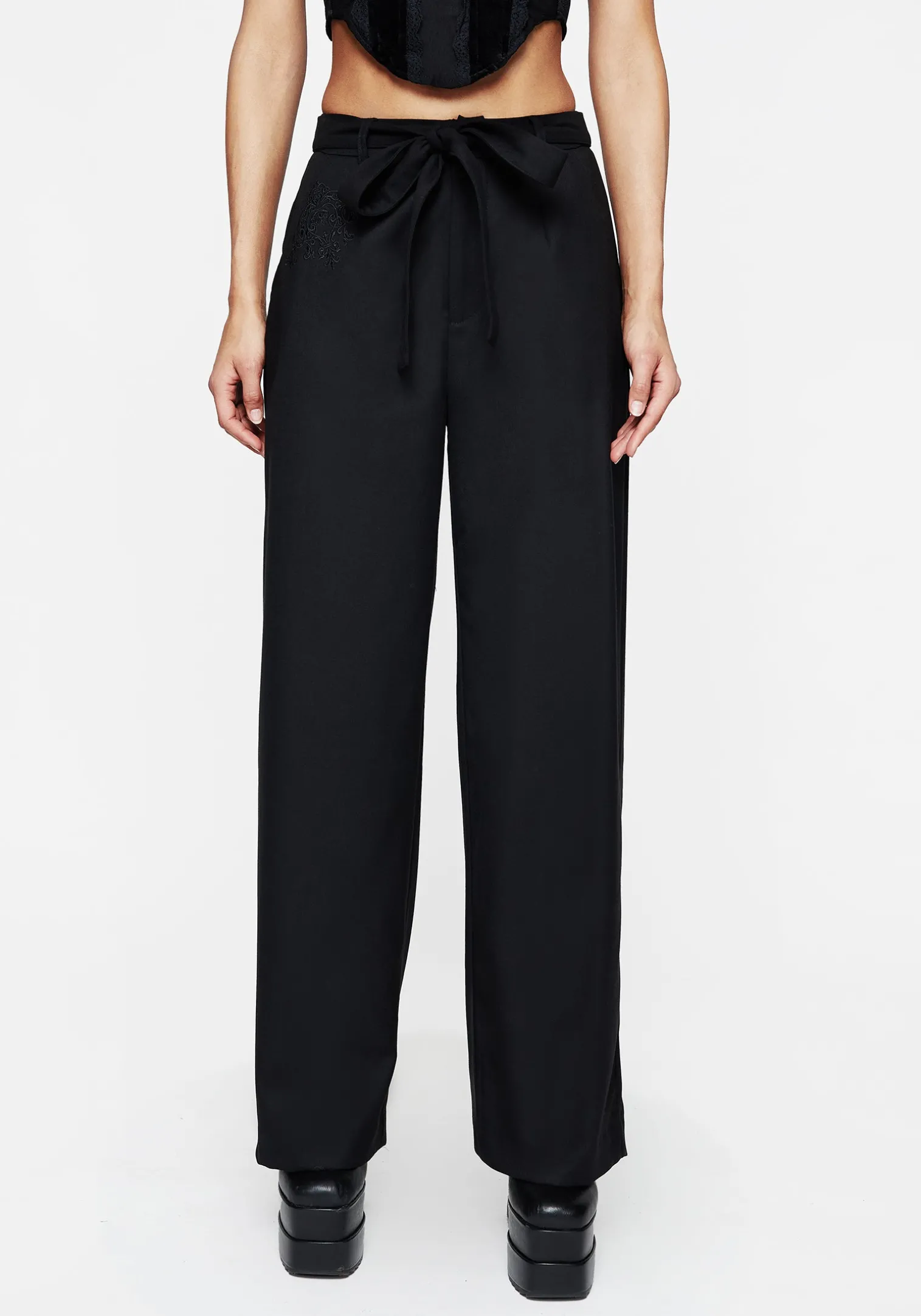 Vault Tie Waist Tailored Flare Trousers