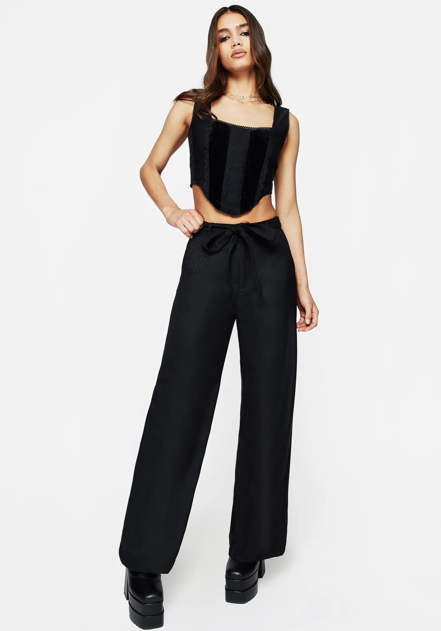 Vault Tie Waist Tailored Flare Trousers