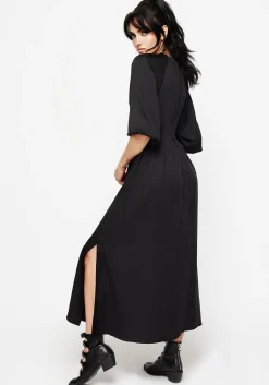 Veil Floral Embroidered Batwing Midaxi Dress