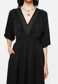 Veil Floral Embroidered Batwing Midaxi Dress