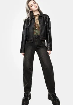 Veltha Floral Embroidered Denim Barrel Leg Jeans