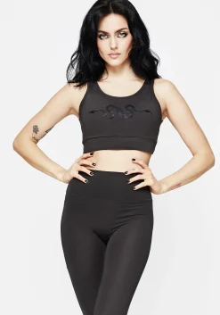 Venin Snake Racerback Athleisure Bra - Charcoal