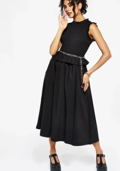 Veronica Cotton Smocked Bodice Bow Detail Midi Dress
