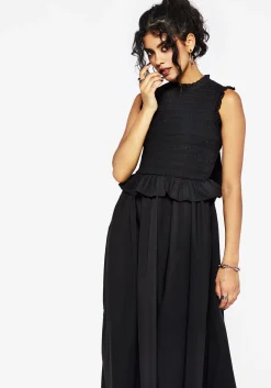 Veronica Cotton Smocked Bodice Bow Detail Midi Dress