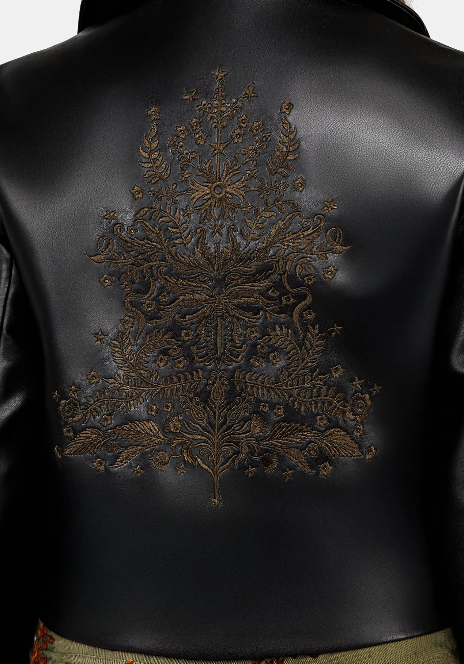 Vervain Embroidered Faux Leather Biker Jacket
