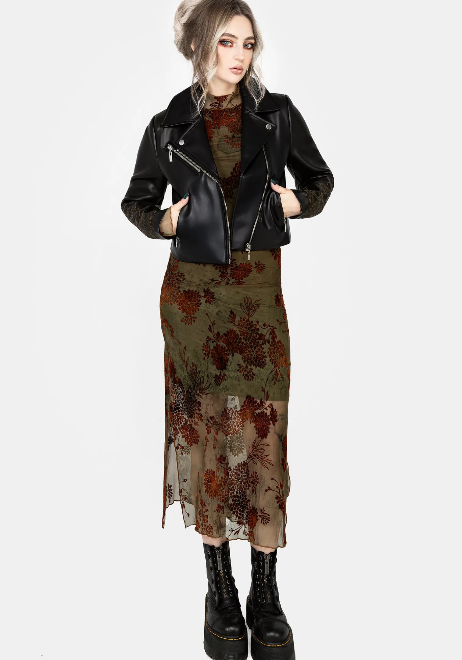 Vervain Embroidered Faux Leather Biker Jacket