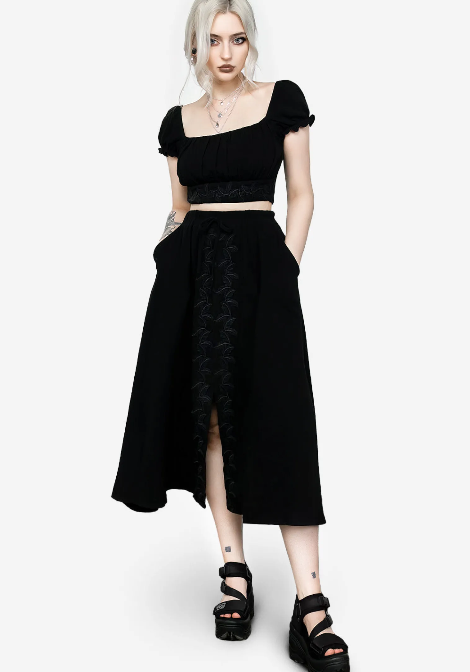 Vine Textured Midi Skirt
