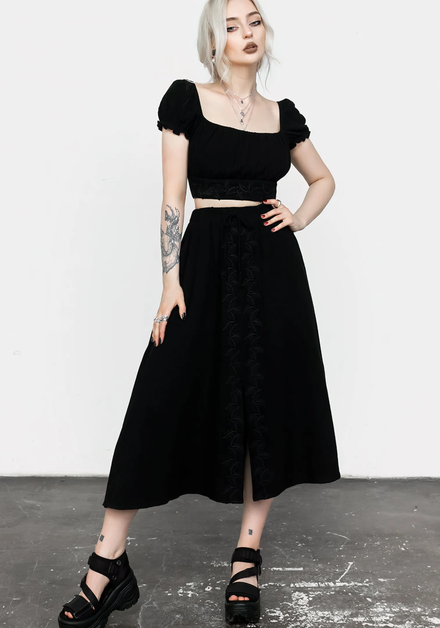 Vine Textured Midi Skirt